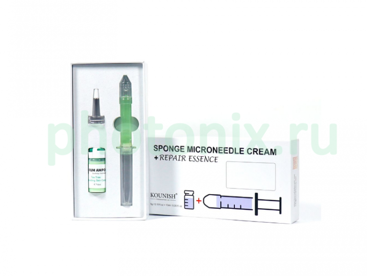 Набор SPONGE CREAM гель со спикулами Tea Tree + сыворотка 5гр/10мл